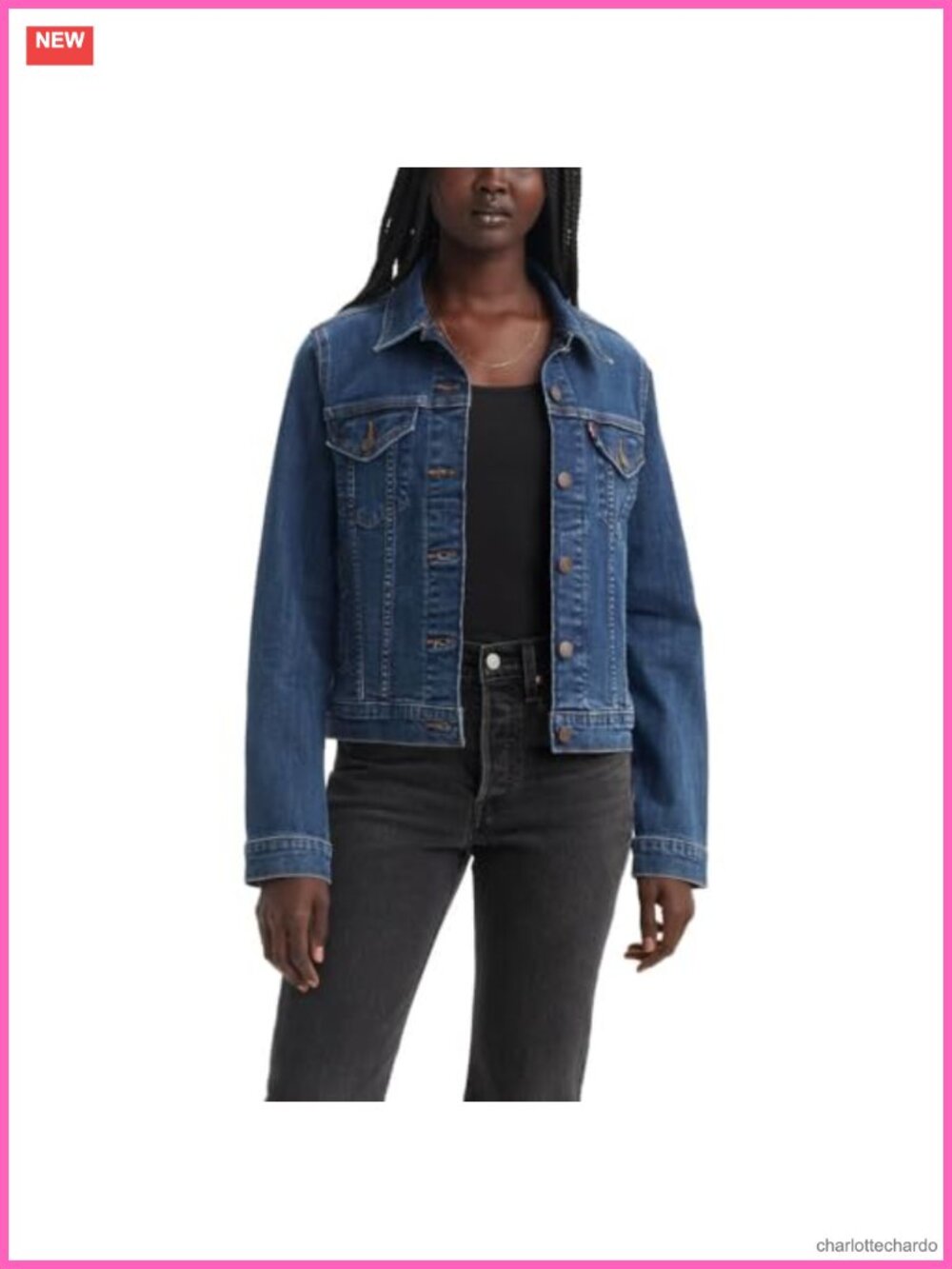 Women's Classic Denim Trucker Jacket with Deep Inside Pockets Long Sleeve